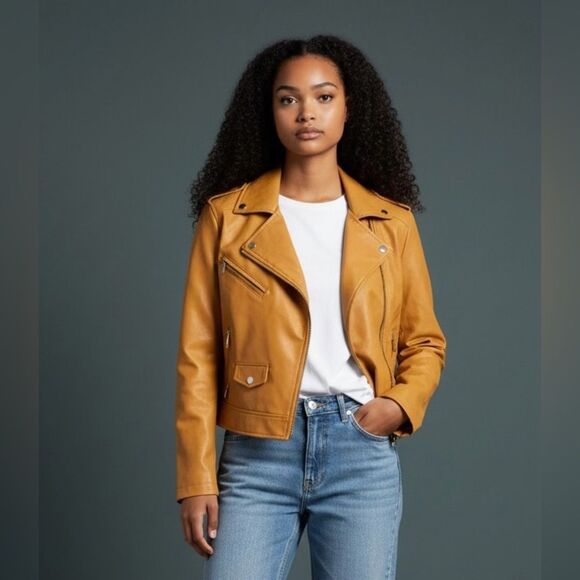 Charlotte Russe Jackets & Blazers - LA COALITION Vegan Leather And Suede Jacket. Mustard Yellow. Large